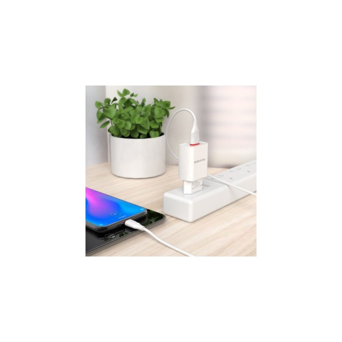 Зарядное устройство BOROFONE BA20A Sharp single port charger set(Type-C) White (BA20ACW) 98_98.jpg - фото 5