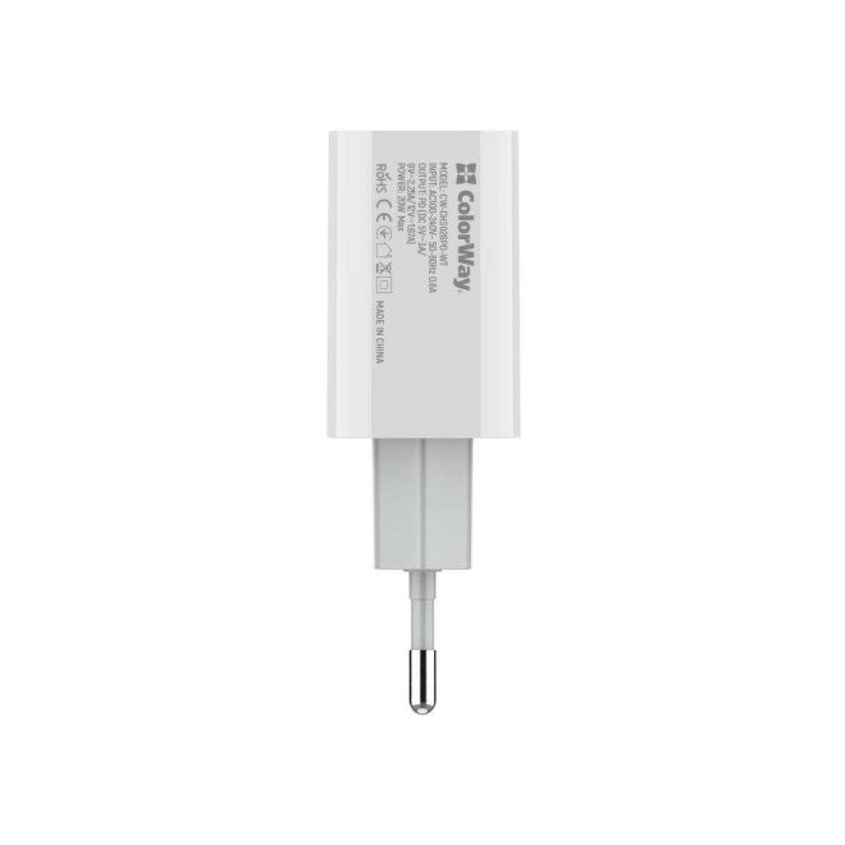 Зарядний пристрій ColorWay Power Delivery Port USB Type-C (20W) V2 white (CW-CHS026PD-WT) 98_98.jpg - фото 4