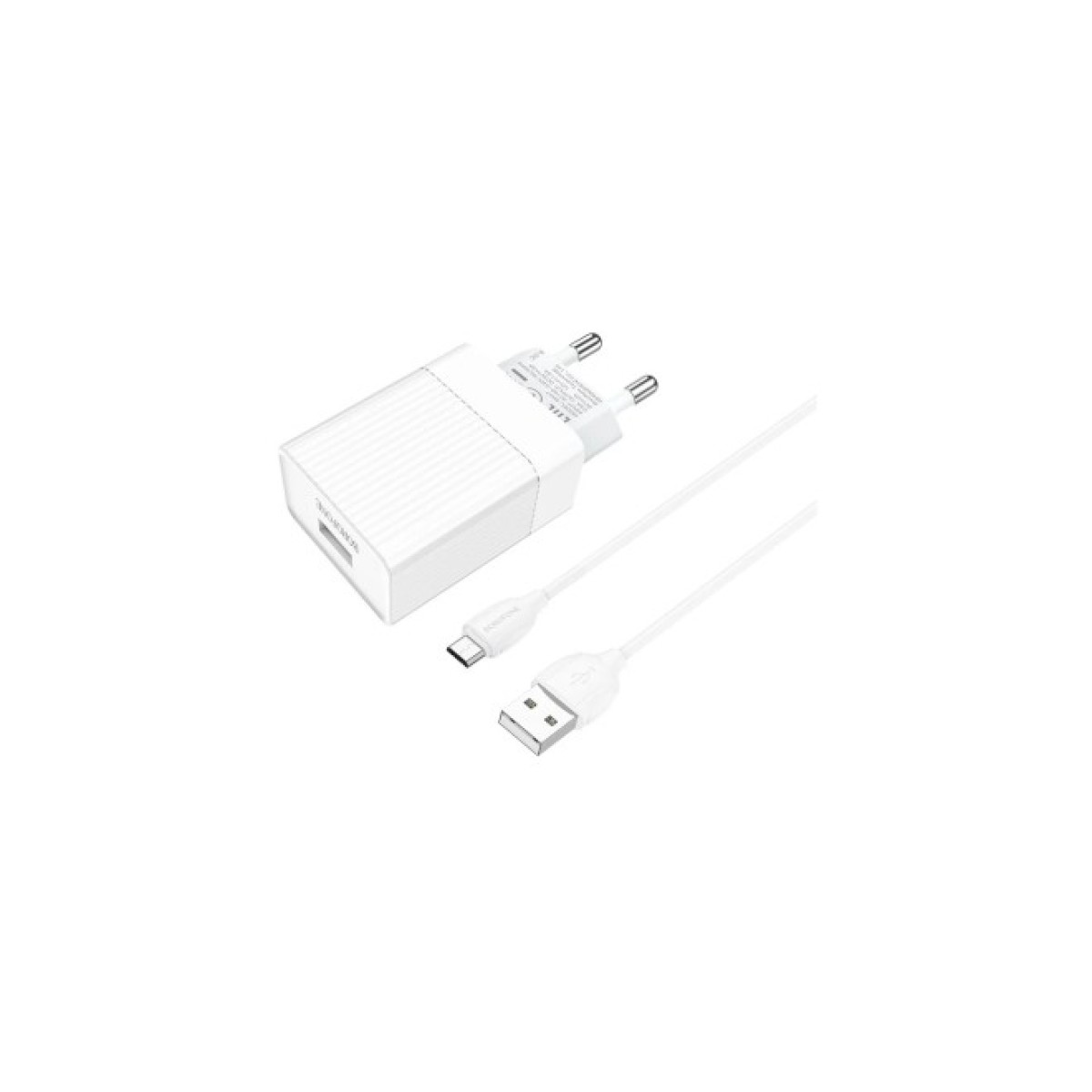 Зарядное устройство BOROFONE BA47A Mighty speed single port QC3.0 3A + Type-C cable White (BA47AMW) 98_98.jpg - фото 3