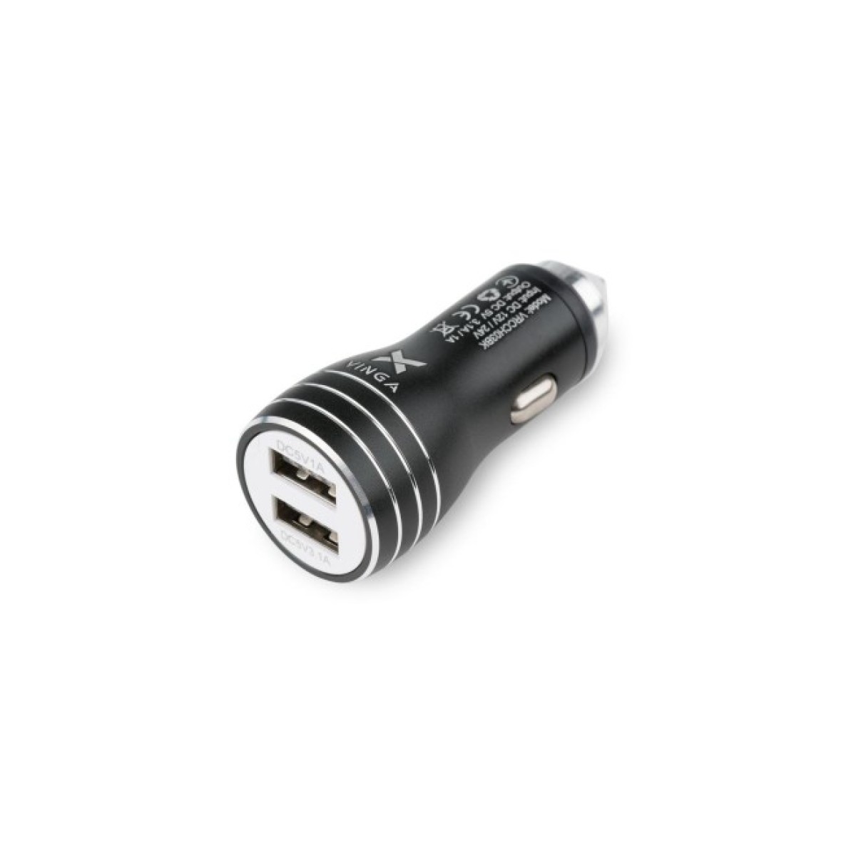 Зарядное устройство Vinga Dual USB Car Charger aluminium black (VRCCH03BK) 256_256.jpg