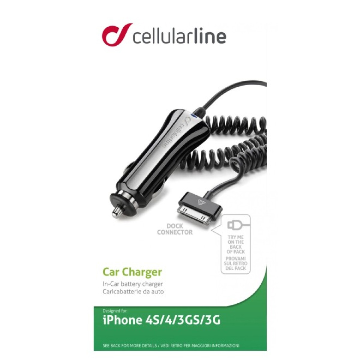 Зарядное устройство 12-24 В, 1A witn cable 0,5-1m Apple (30pin) Cellularline (CBRIPHONE1) 98_98.jpg - фото 2