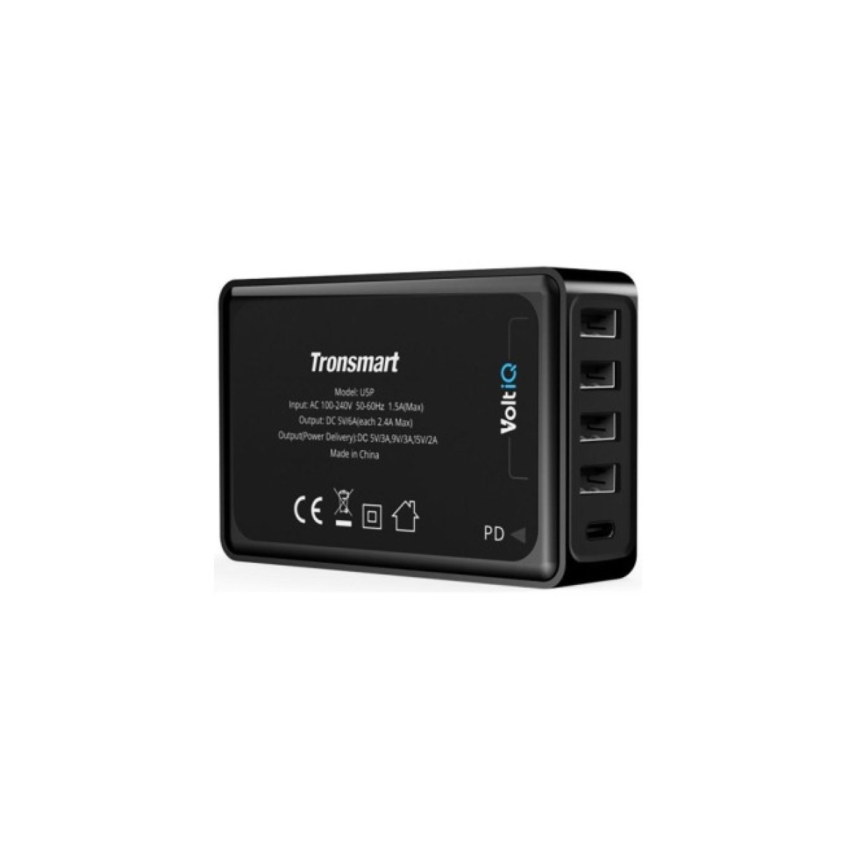 Зарядний пристрій Tronsmart U5P 60W USB PD Desktop Charger with VoltiQ Black (232389) 98_98.jpg - фото 3