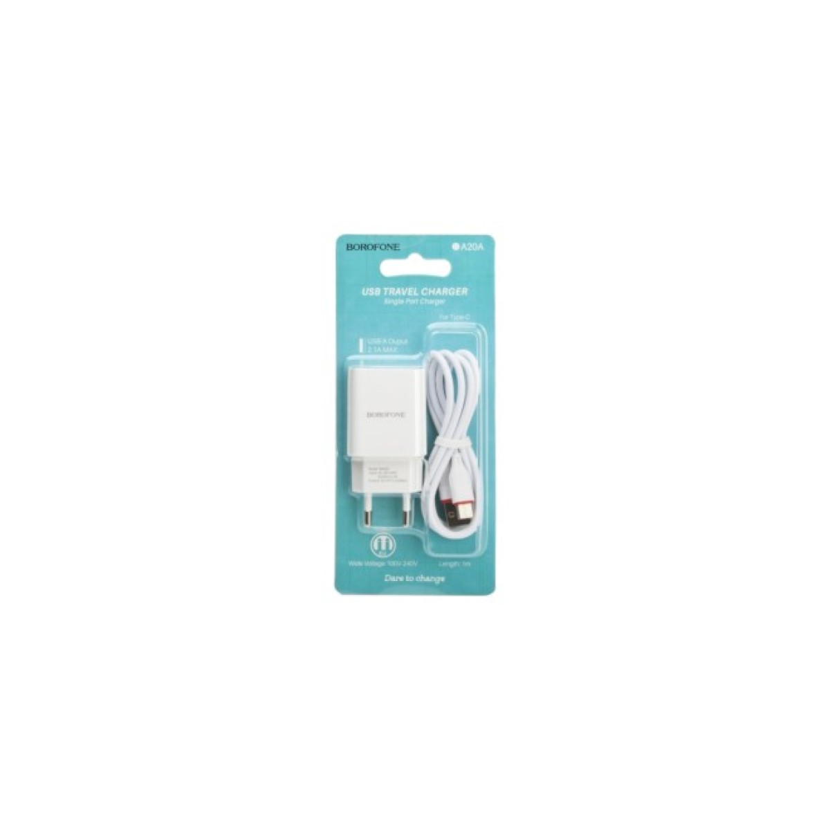 Зарядное устройство BOROFONE BA20A Sharp single port charger set(Type-C) White (BA20ACW) 98_98.jpg - фото 6
