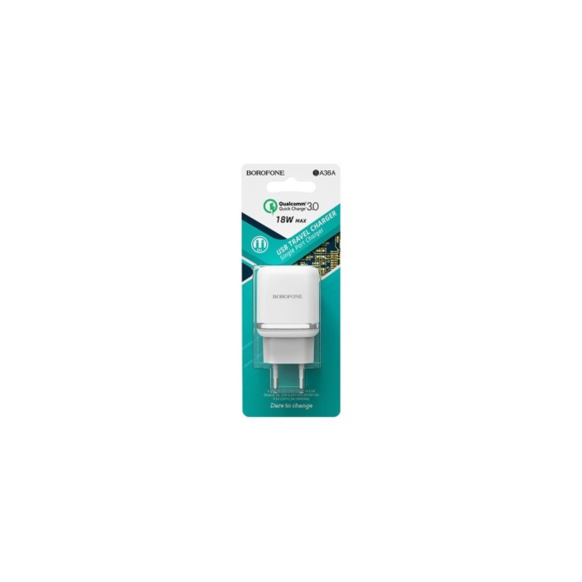 Зарядний пристрій BOROFONE BA36A High speed single port QC3.0 charger set White (BA36AW) 98_98.jpg - фото 4