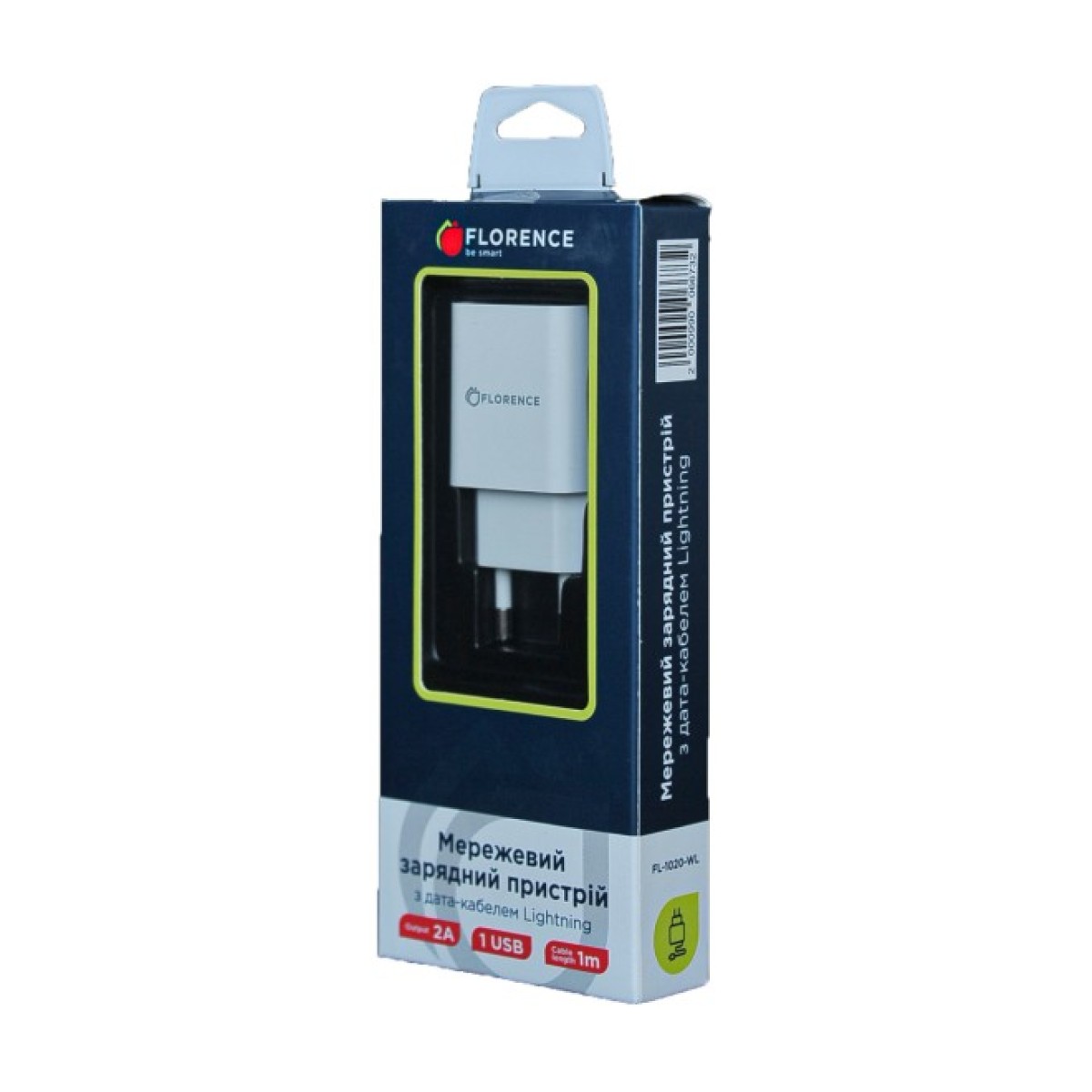 Зарядний пристрій Florence 1USB 2A + Lightning cable white (FL-1020-WL) 98_98.jpg - фото 5