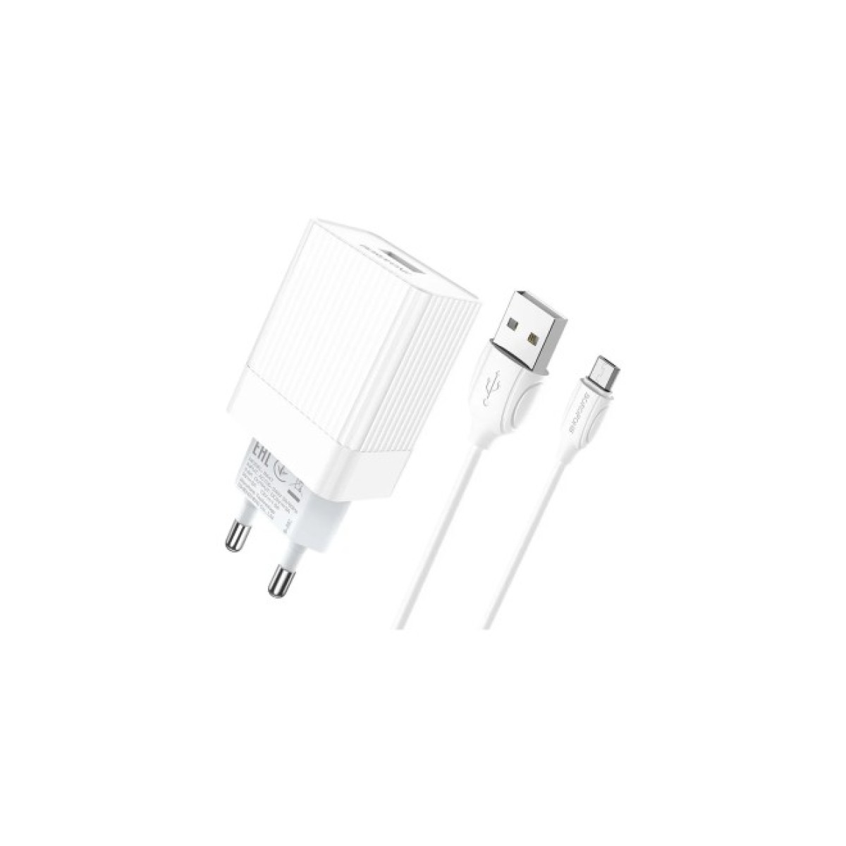 Зарядное устройство BOROFONE BA47A Mighty speed single port QC3.0 3A + Type-C cable White (BA47AMW) 98_98.jpg - фото 5