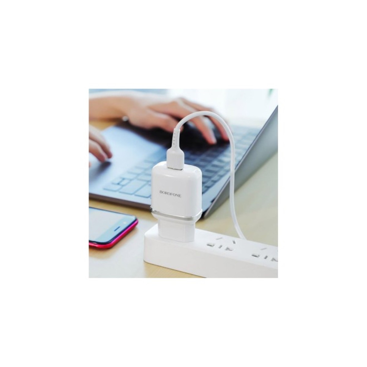 Зарядний пристрій BOROFONE BA36A High speed single port QC3.0 charger set White (BA36AW) 98_98.jpg - фото 5
