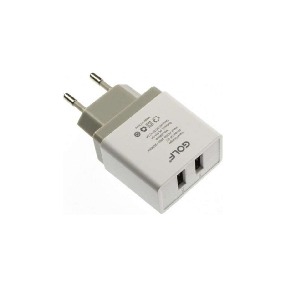 Зарядное устройство Golf GF-U2 Travel charger + Micro cable 2USB 2,1A White (F_49985) 98_98.jpg - фото 3