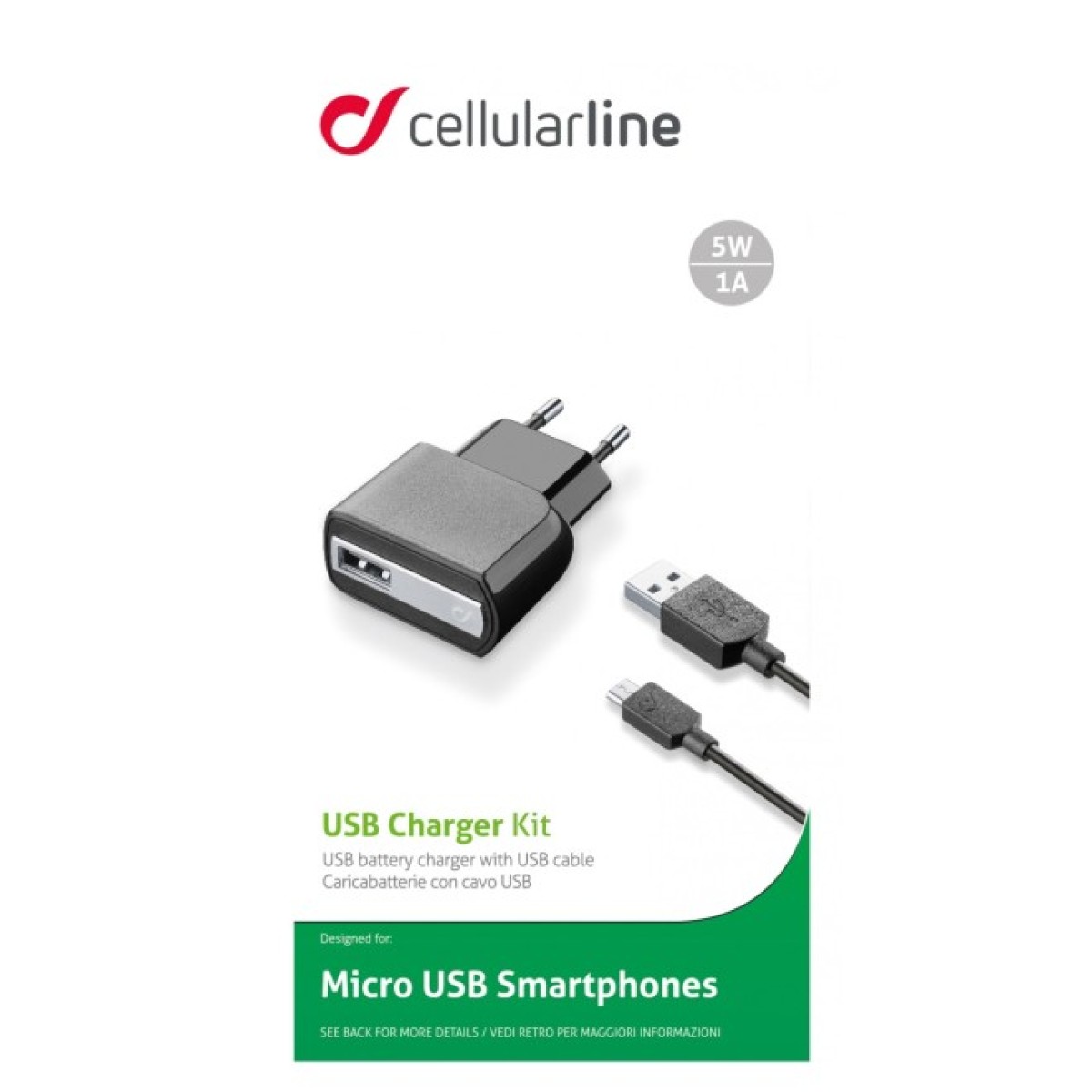 Зарядний пристрій 1*USB 1A + cable 1m MicroUSB Cellularline (ACHUSBKITMICROUSB2) 98_98.jpg - фото 3