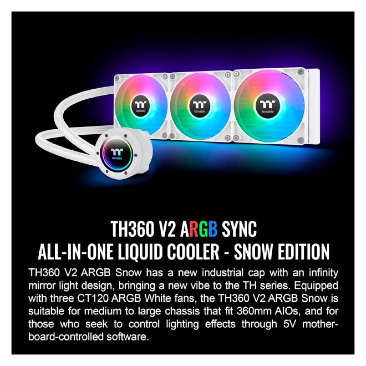 Система рідинного охолодження ThermalTake TH360 V2 ARGB Sync Snow Edition (CL-W365-PL12SW) 98_98.jpg - фото 8