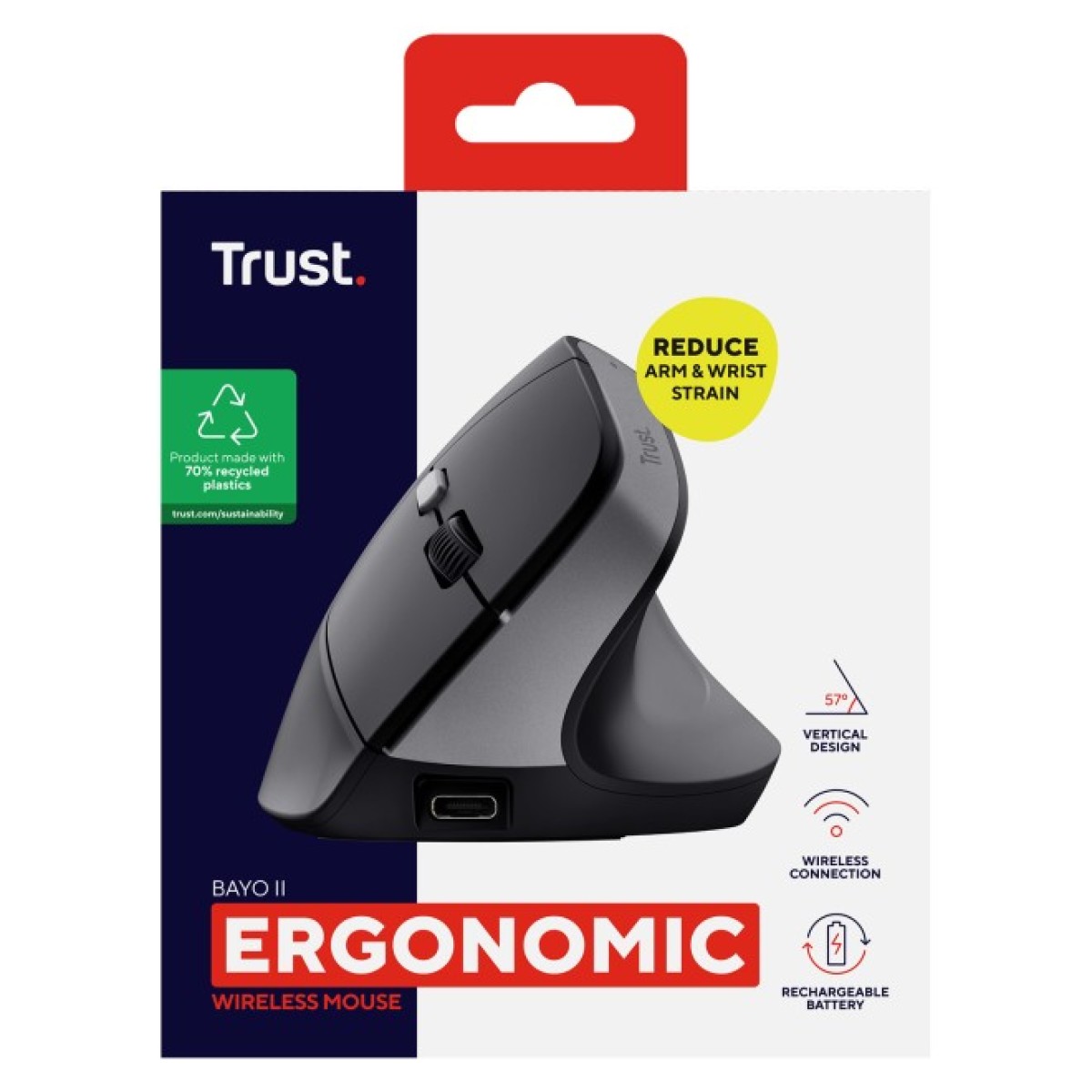 Мышка Trust Bayo 2 Ergonomic Wireless/USB-A Black (25145) 98_98.jpg - фото 5