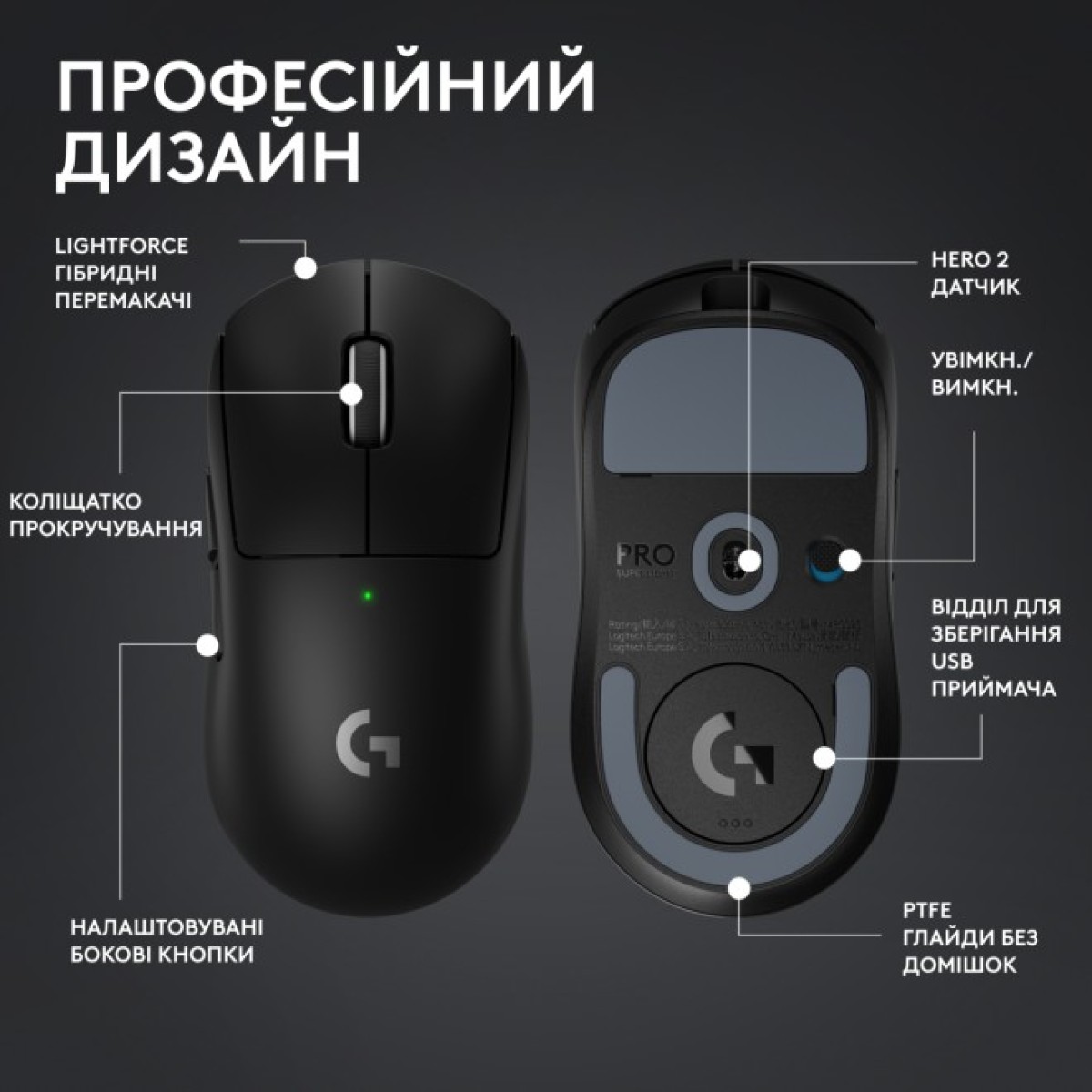 Мышка Logitech G Pro X Superlight 2 Lightspeed Wireless Black (910-006630) 98_98.jpg - фото 8