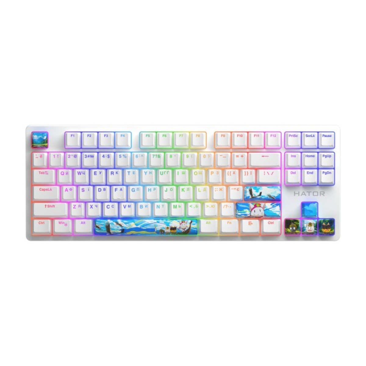 Клавиатура Hator Rockfall 2 Mecha TKL Authentic Edition Aurum Milky Way Silent USB Fighting Cats (HTK-532) 256_256.jpg