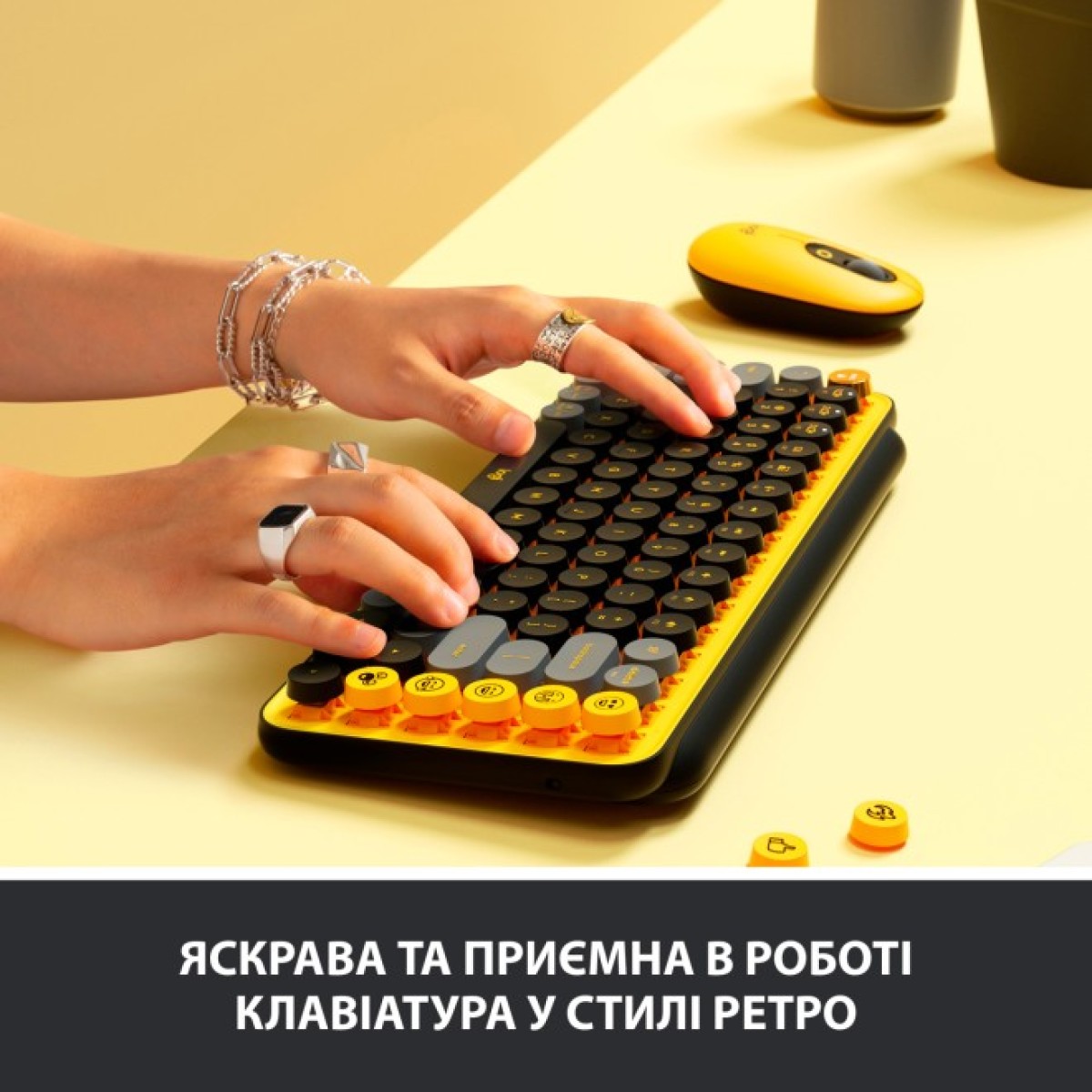 Клавіатура Logitech POP Keys Wireless Mechanical Keyboard Blast Yellow (920-010716) 98_98.jpg - фото 3