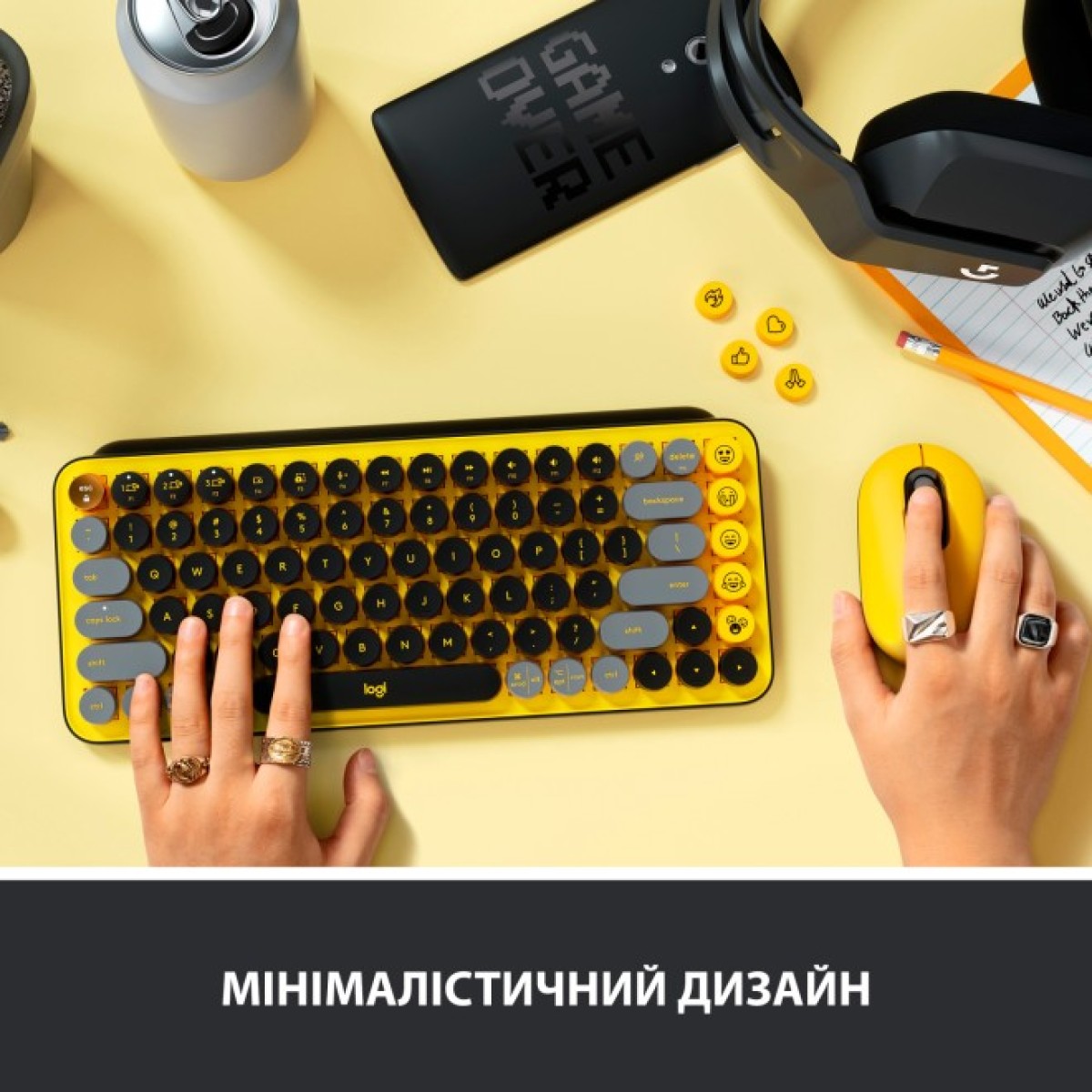 Клавіатура Logitech POP Keys Wireless Mechanical Keyboard Blast Yellow (920-010716) 98_98.jpg - фото 4