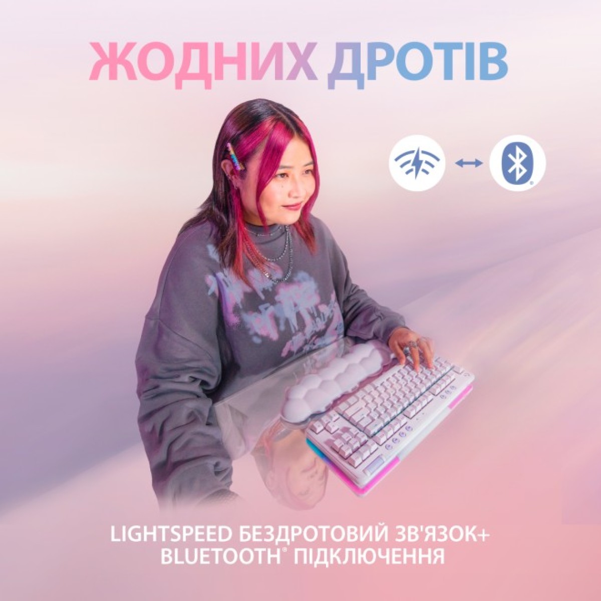 Клавіатура Logitech G715 Aurora Wireless Gaming GX Red Lightspeed/Bluetooth UA Off-White (920-010692) 98_98.jpg - фото 5