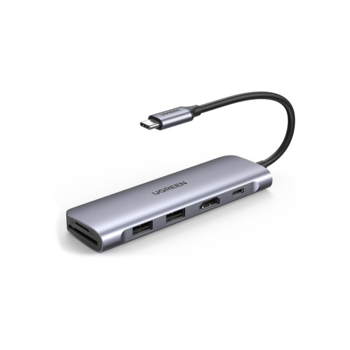 Концентратор Ugreen USB3.0 Type-C to HDMI/SDTF/USB 3.0x2/PD CM195 (70411) 256_256.jpg