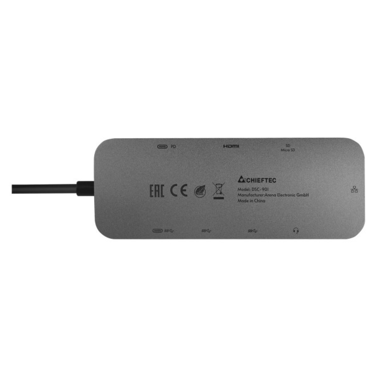 Концентратор Chieftec USB3.2 Type-C to HDMI/USB 3.2x2/RJ45/USB-C/SD/TF/PD 80W/Audio 9-in-1 DSC-901 (DSC-901) 98_98.jpg - фото 2