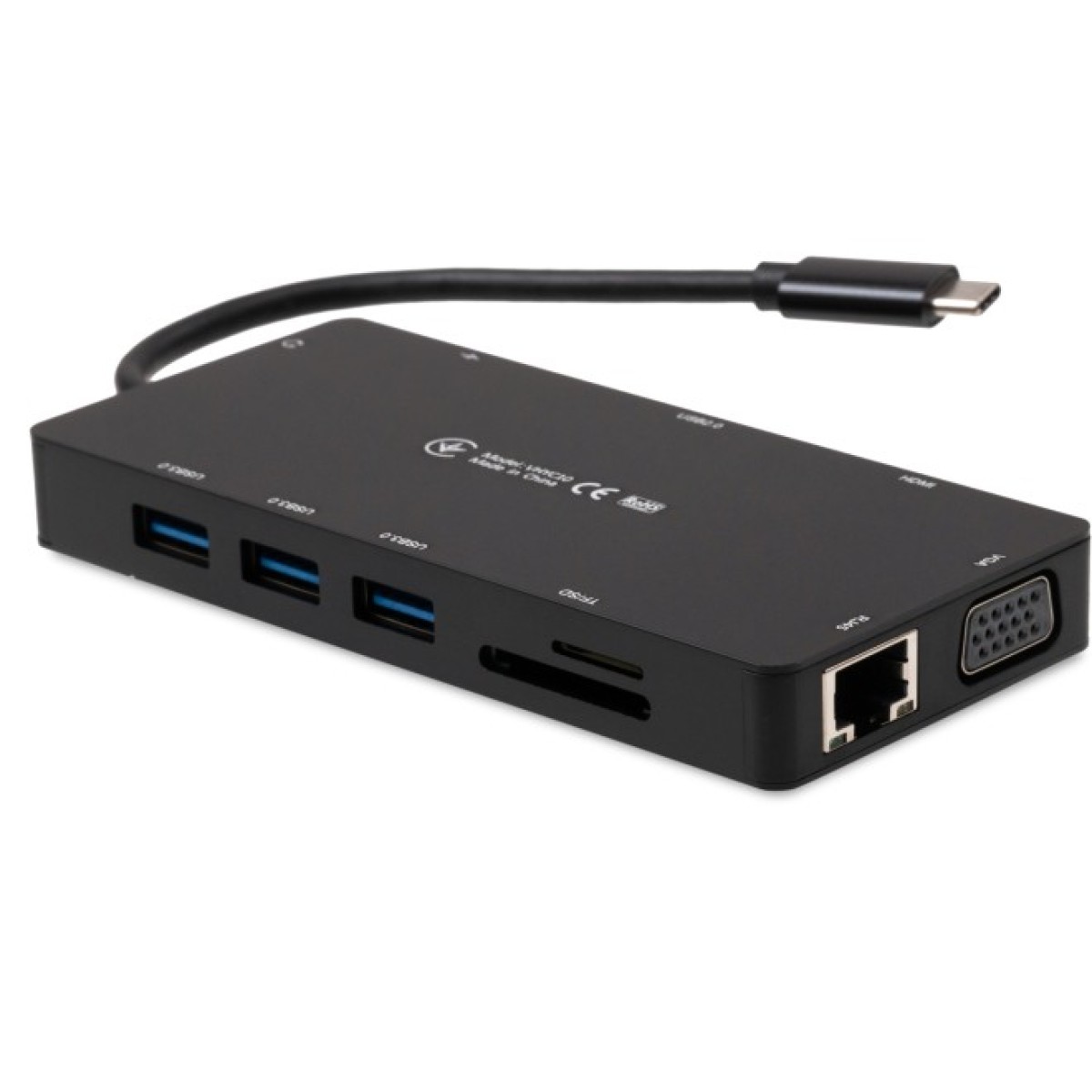 Концентратор Vinga USB-C 3.1 to VGA+HDMI+RJ45+3xUSB3.0+USB2.0+SD/TF+PD+Audio (VHYC10) 98_98.jpg - фото 6