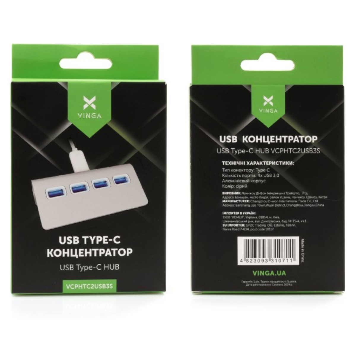 Концентратор Vinga Type-C to 4*USB3.0 aluminium (VCPHTC2USB3S) 98_98.jpg - фото 4