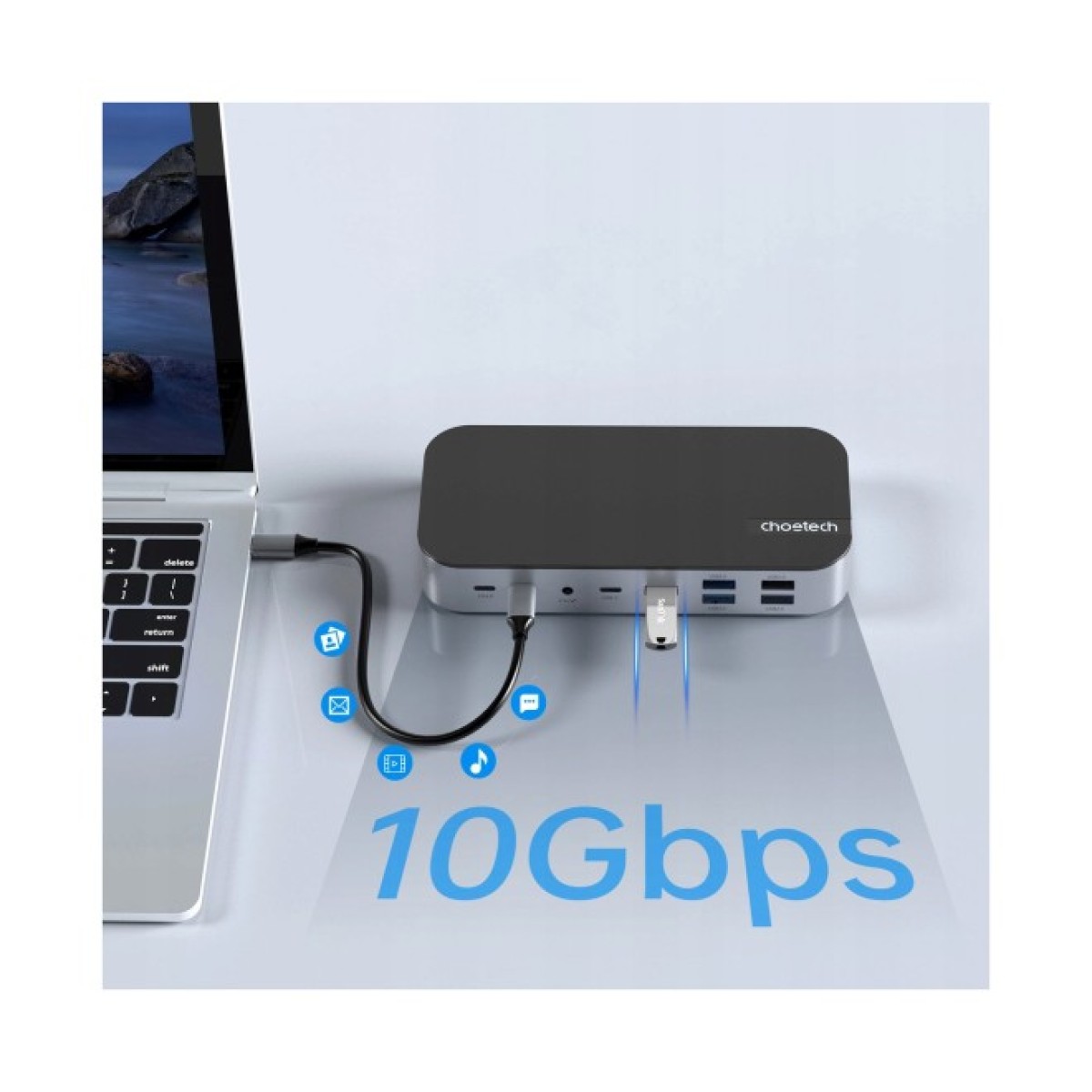 Концентратор Choetech USB-C 15-in-1 HDMI/PD/CR/LAN/USB-A/USB-C/AUX/VGA/DP (HUB-M52-GY) 98_98.jpg - фото 7