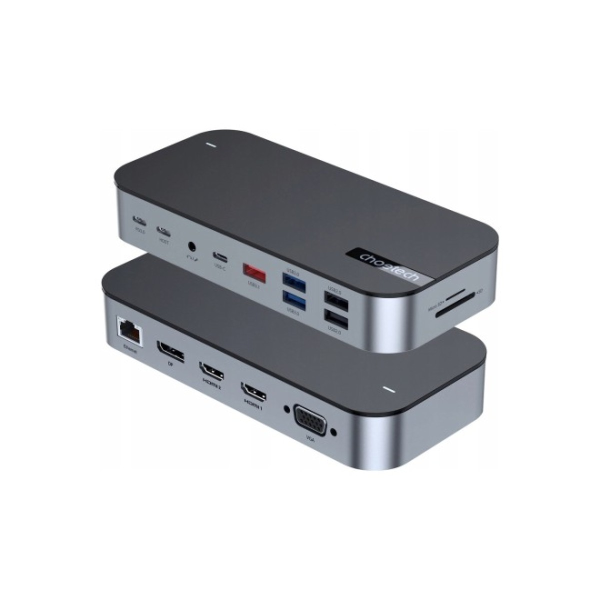 Концентратор Choetech USB-C 15-in-1 HDMI/PD/CR/LAN/USB-A/USB-C/AUX/VGA/DP (HUB-M52-GY) 98_98.jpg - фото 9