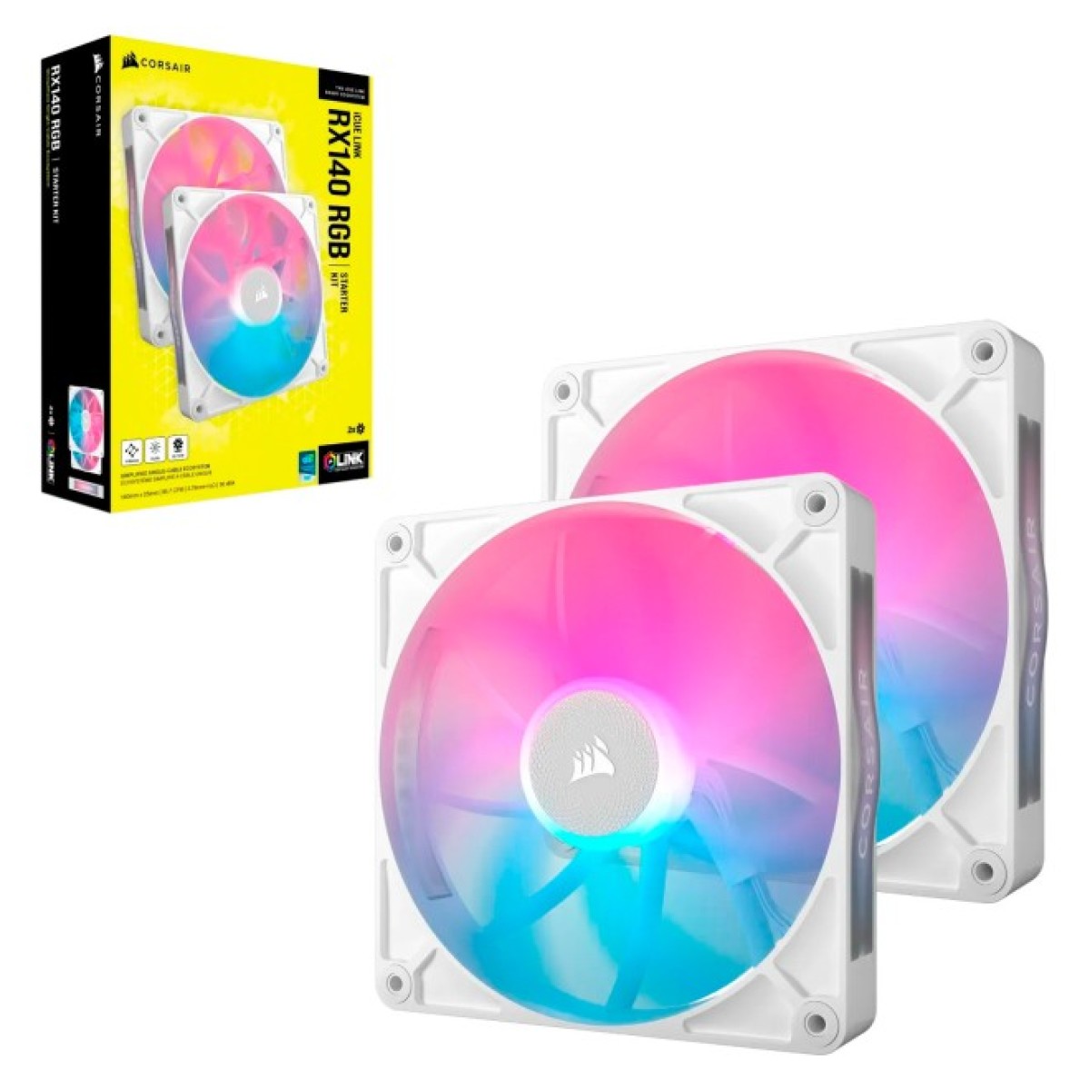 Кулер для корпуса Corsair iCUE Link RX140 RGB PWM White Dual Pack (CO-9051024-WW) 98_98.jpg - фото 3