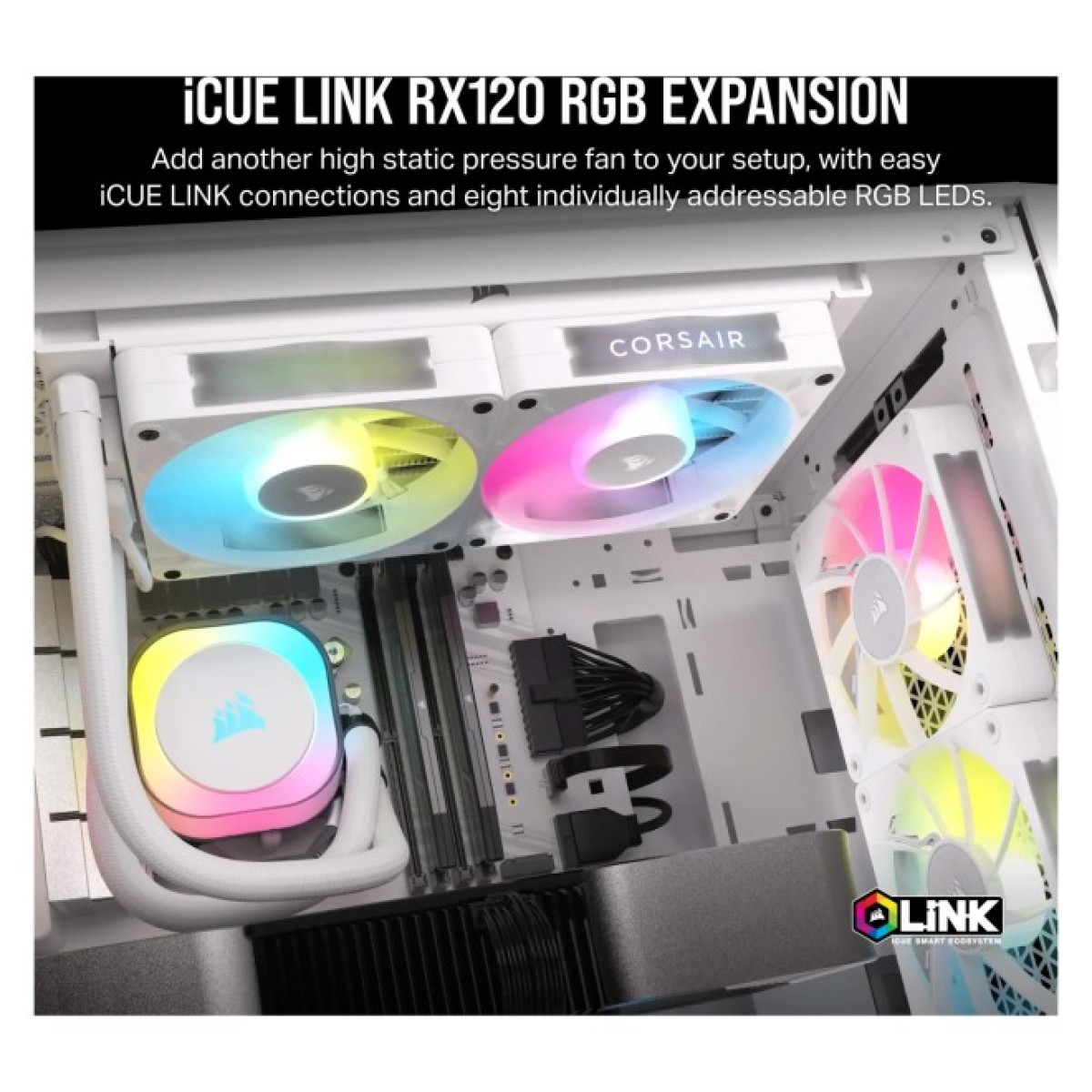 Кулер до корпусу Corsair iCUE Link RX120 RGB PWM White Triple Pack (CO-9051022-WW) 98_98.jpg - фото 7