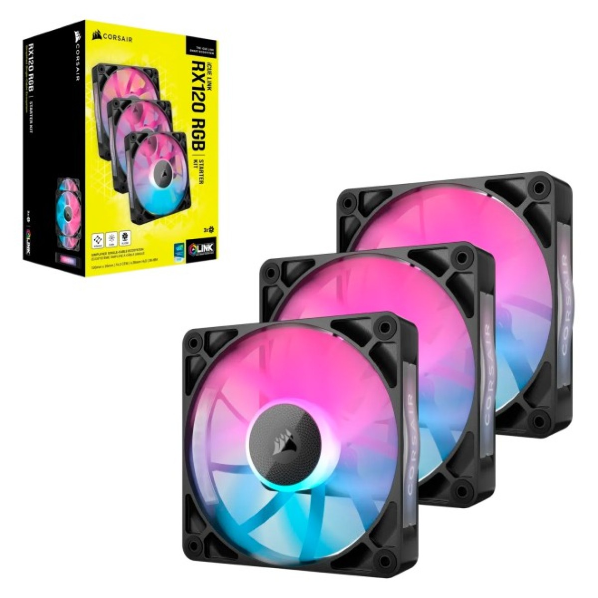 Кулер до корпусу Corsair iCUE Link RX120 RGB PWM Triple Pack (CO-9051018-WW) 98_98.jpg - фото 10