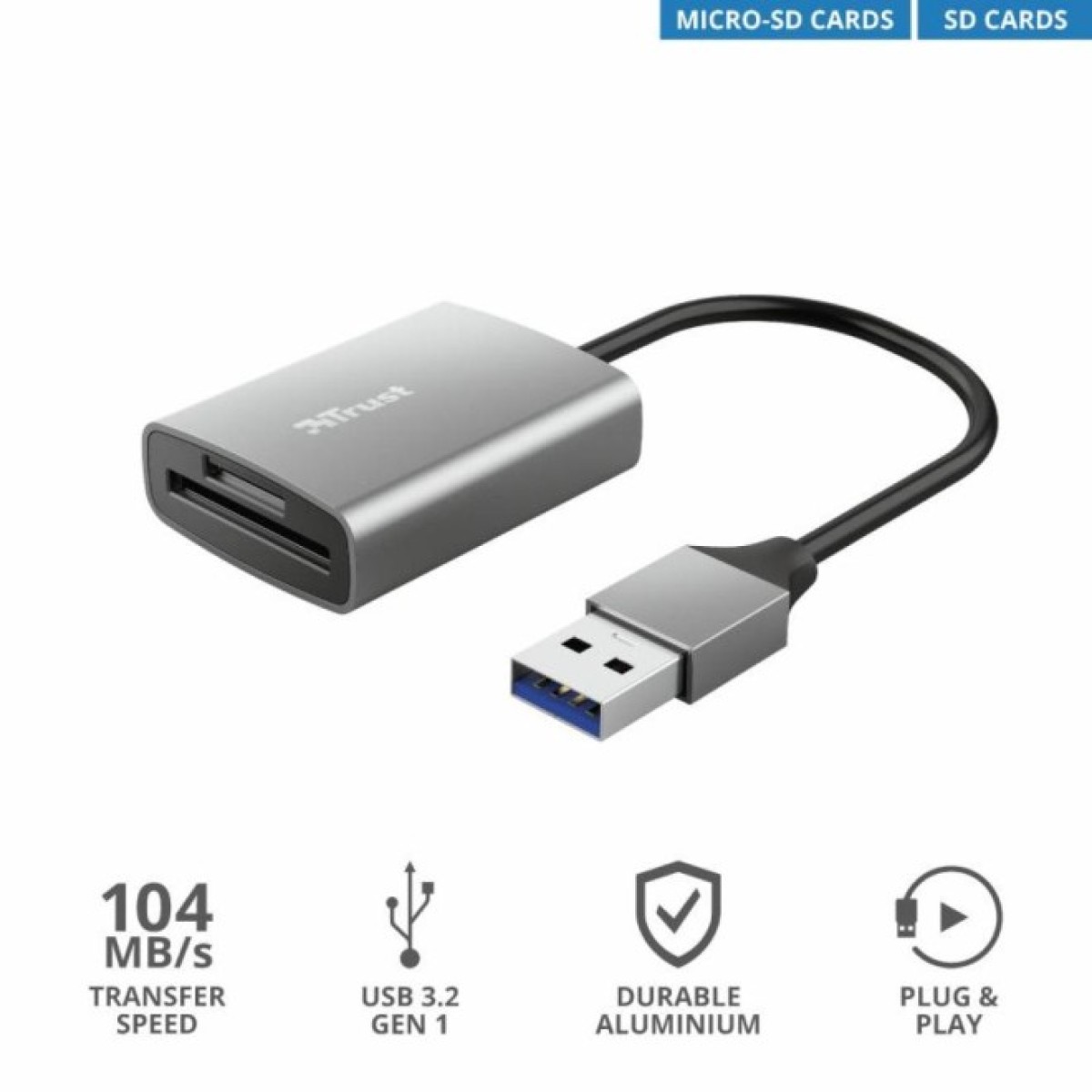 Зчитувач флеш-карт Trust DALYX FAST USB 3.2 ALUMINIUM (24135_TRUST) 98_98.jpg - фото 3