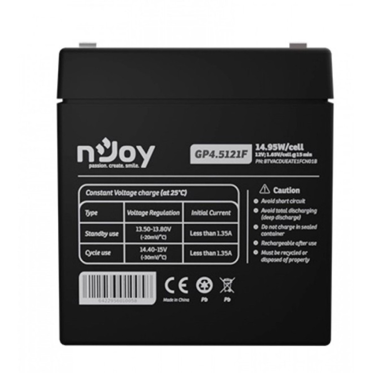 Аккумуляторная батарея Njoy GP4.5121F 12V 4.5AH (BTVACDUEATE1FCN01B) AGM 98_98.jpg - фото 2