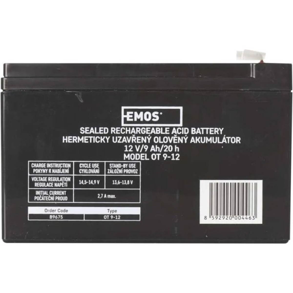 Акумуляторна батарея Emos B9675 12V 9AH (FAST.6.3 MM) AGM 98_98.jpg - фото 2