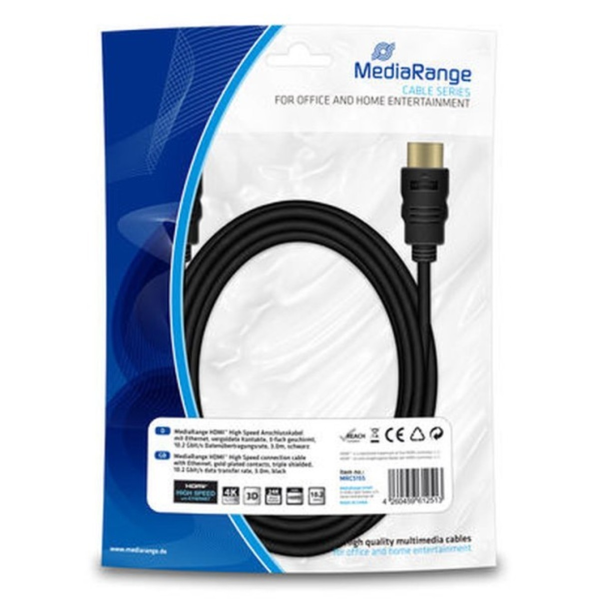 Кабель HDMI-HDMI 3м MEDIARANGE MRCS155 98_98.jpg - фото 1