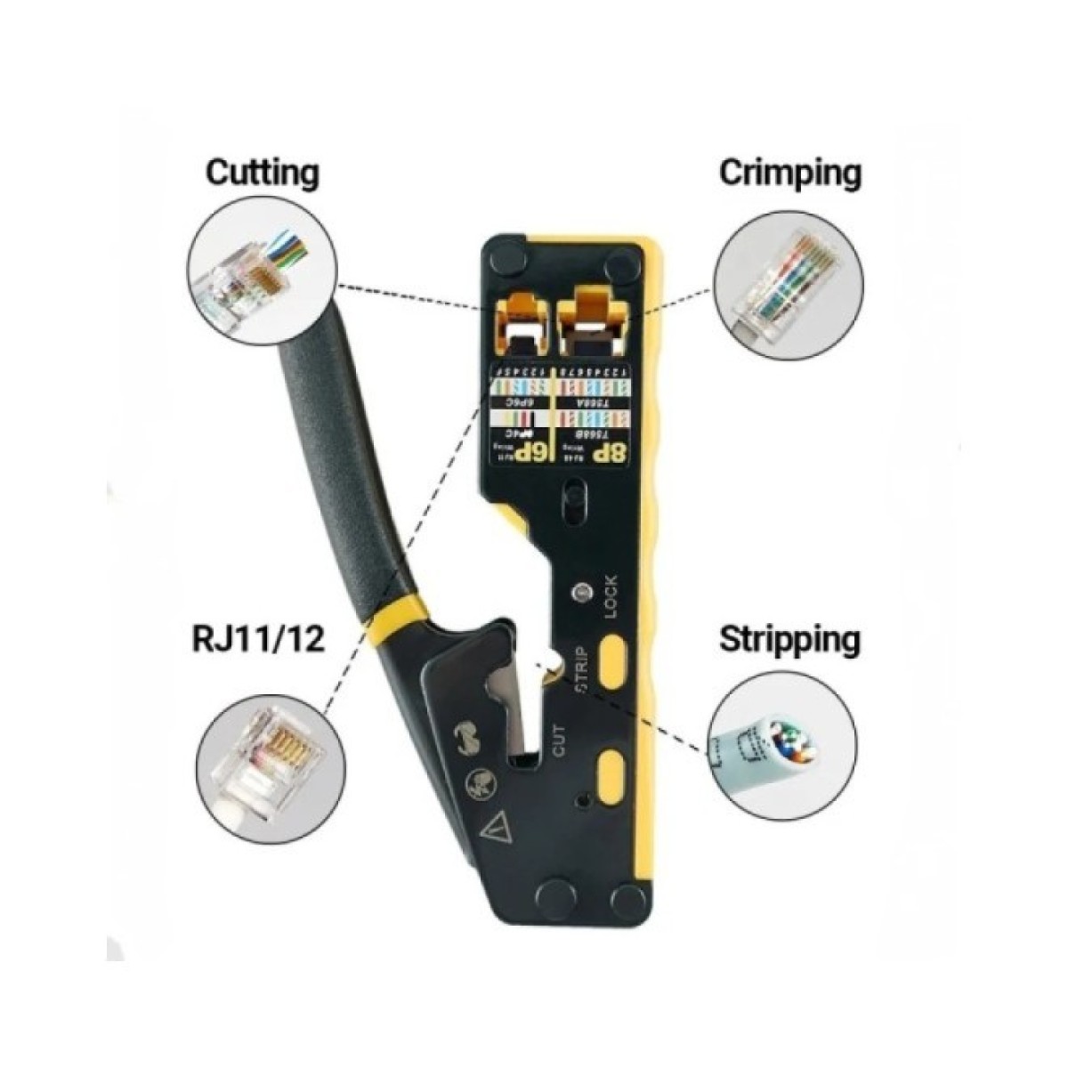 Інструмент для обтискання прохідних 8P/RJ45 та телефонних 6P6C/6P4C, із зачисткою кабелю та різаком EServer™ (WT-4227B) 98_98.jpg - фото 6