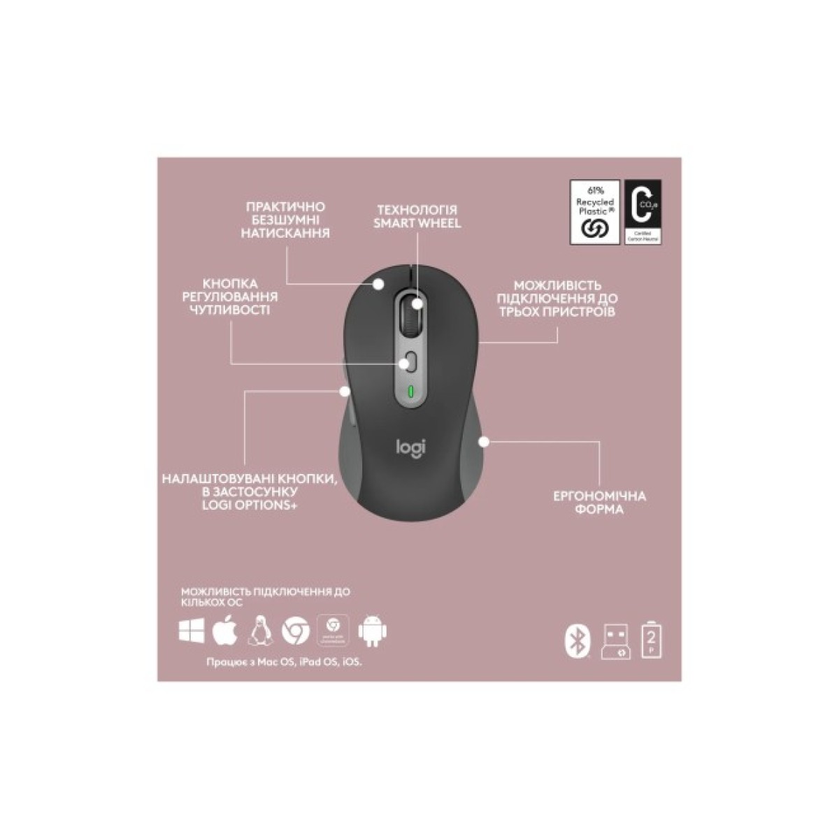 Комплект Logitech MK950 Bluetooth/Wireles UA Graphite (920-012490) 98_98.jpg - фото 7