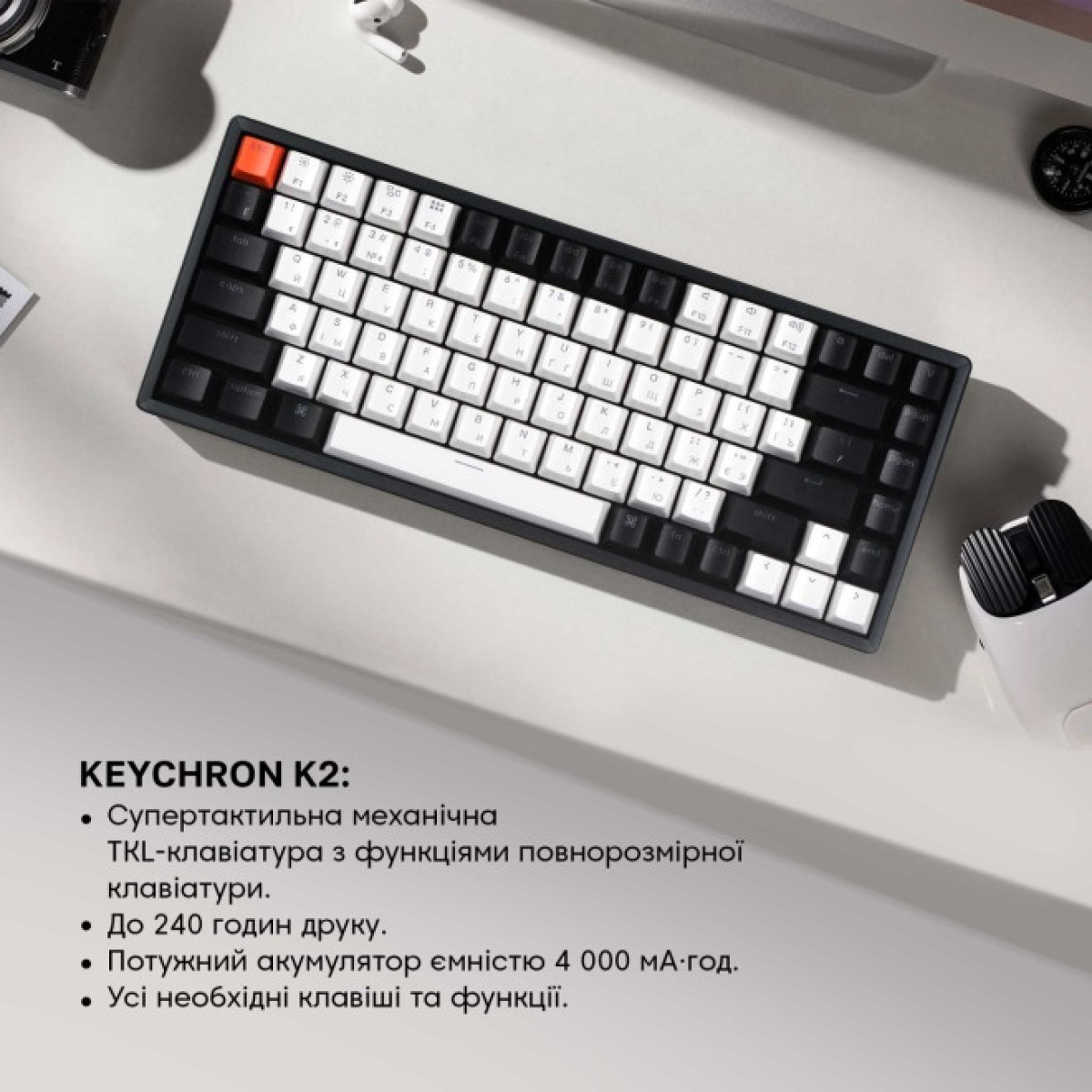 Клавіатура Keychron K2 84 Key Gateron G PRO Blue Hot-Swap RGB Wireless UA Black (K2B2H_KEYCHRON) 98_98.jpg - фото 2