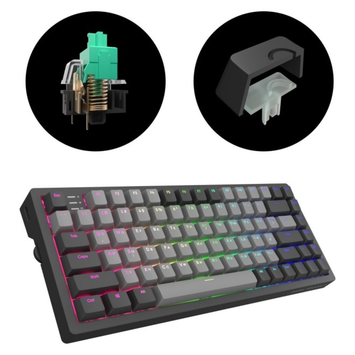 Клавіатура Dark Project KD83A PBT Mechanical Gateron Cap Teal USB Black/Gray (KB-GCT-871-100004) 98_98.jpg - фото 5