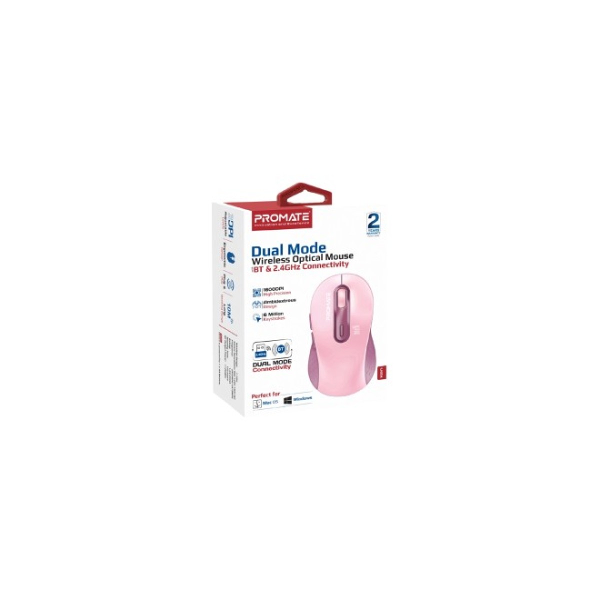 Мишка Promate Ken Wireless/Bluetooth Pink (ken.pink) 98_98.jpg - фото 2