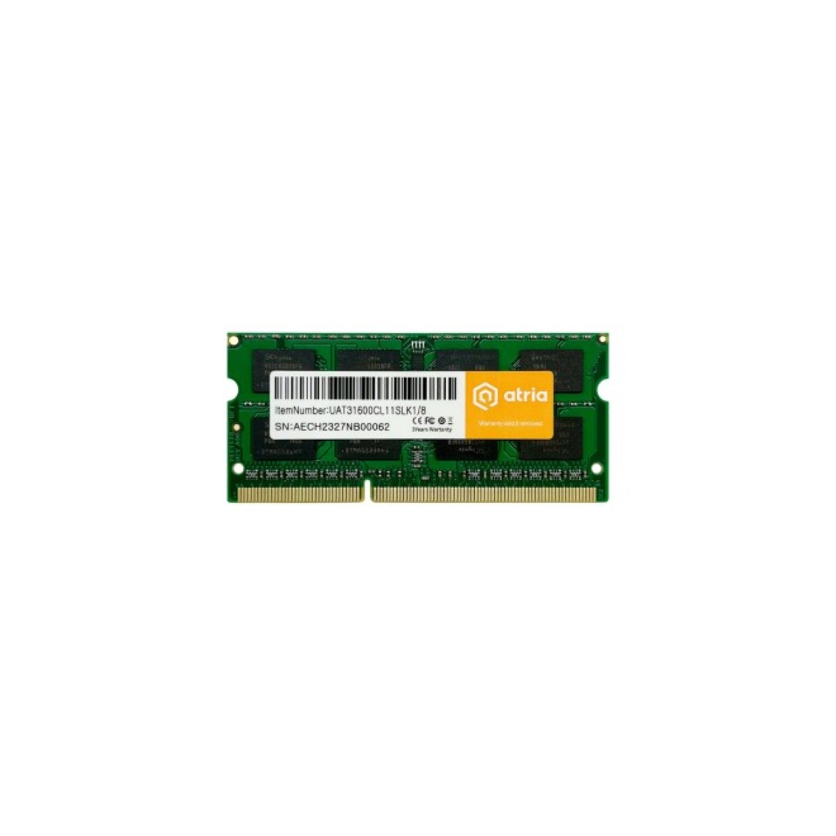 Модуль пам'яті для ноутбука SoDIMM DDR3 8GB 1600 MHz ATRIA (UAT31600CL11SLK1/8) 256_256.jpg