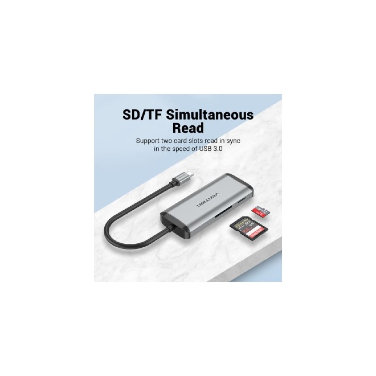 Концентратор Vention USB 3.1 Type-C to 3хUSB 3.0/TF/SD/PD 87W 6-in-1 (TGRHB) 98_98.jpg - фото 2