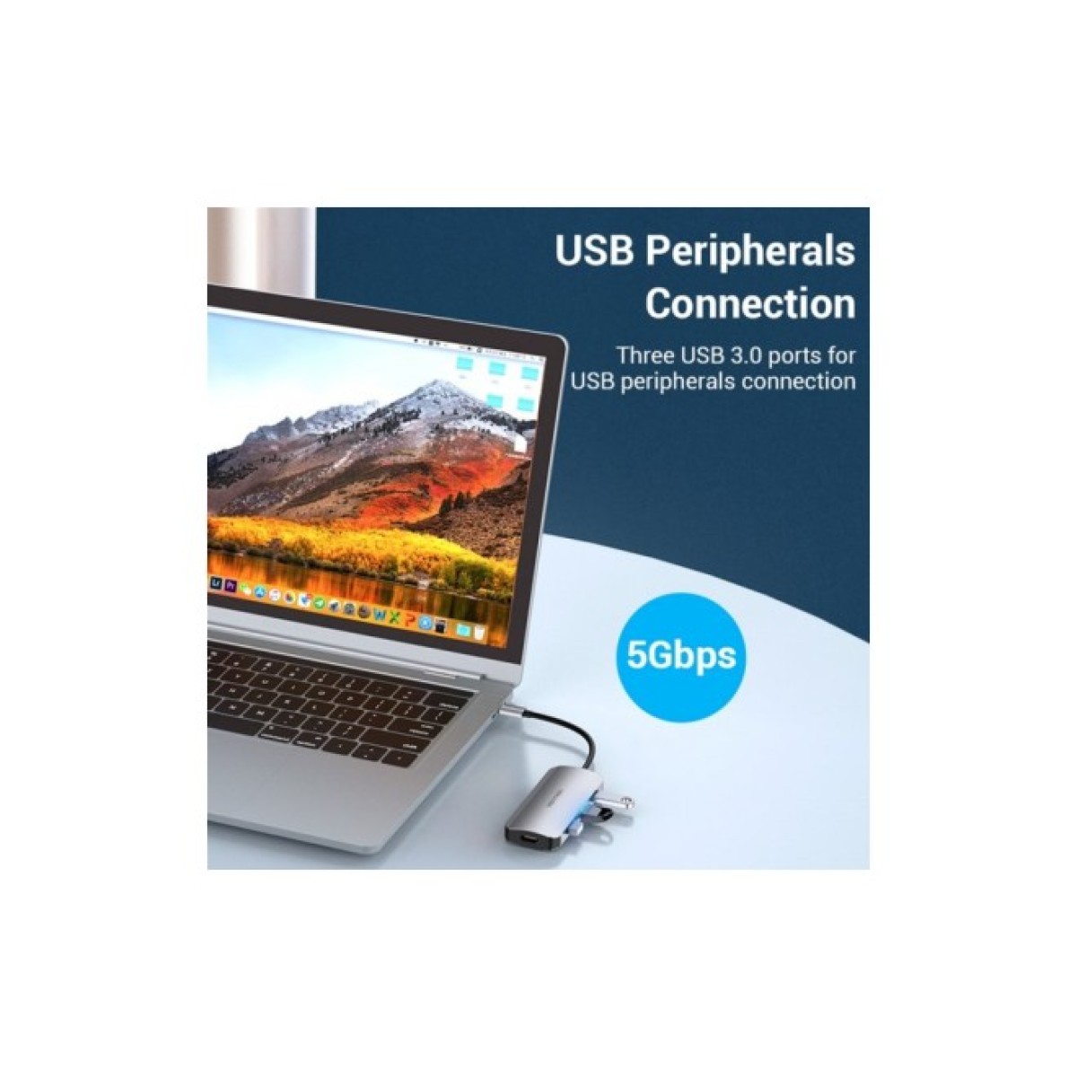 Концентратор Vention USB3.1 Type-C --> HDMI/USB 3.0x3/PD 100W Hub 5-in-1 (TODHB) 98_98.jpg - фото 2