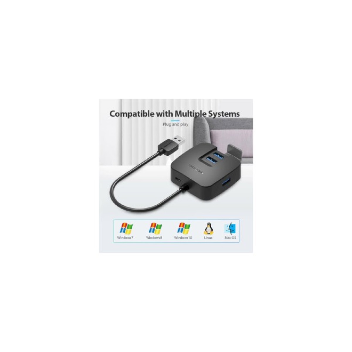 Концентратор Vention USB 3.0 to 4хUSB 3.0 Black 1.0m (CHBBF) 98_98.jpg - фото 7