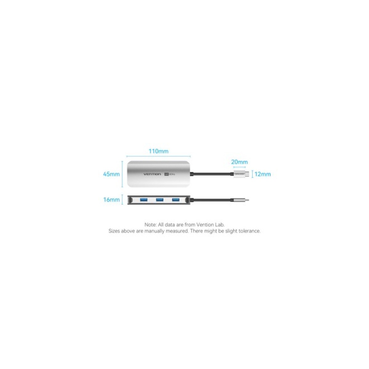 Концентратор Vention USB 3.1 Type-C to HDMI 4K60Hz/USB 3.0x3/RJ45/PD 100W 6-in-1 (TQHHB) 98_98.jpg - фото 5