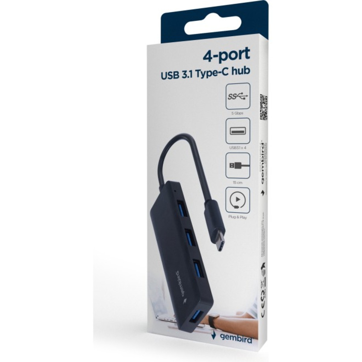 Концентратор Gembird USB-C UHB-U3P4-02 4xUSB3.1 (UHB-CM-U3P4-02) 98_98.jpg - фото 2