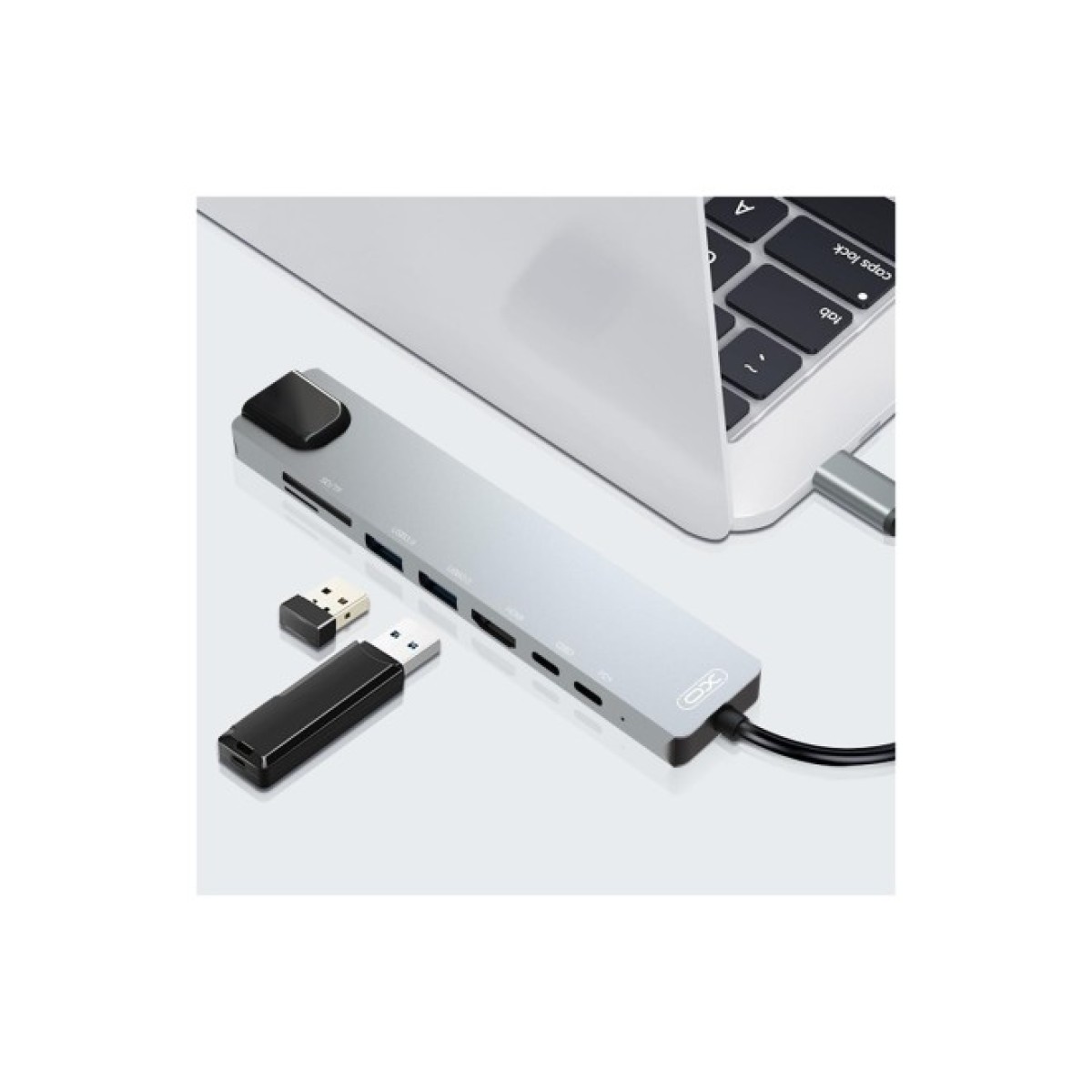 Концентратор XO 8-in-1 Dock USB-C (USB/USB-C PD/HDMI 4K/SD/TF/RJ45) (XO-HUB003SL) 98_98.jpg - фото 6