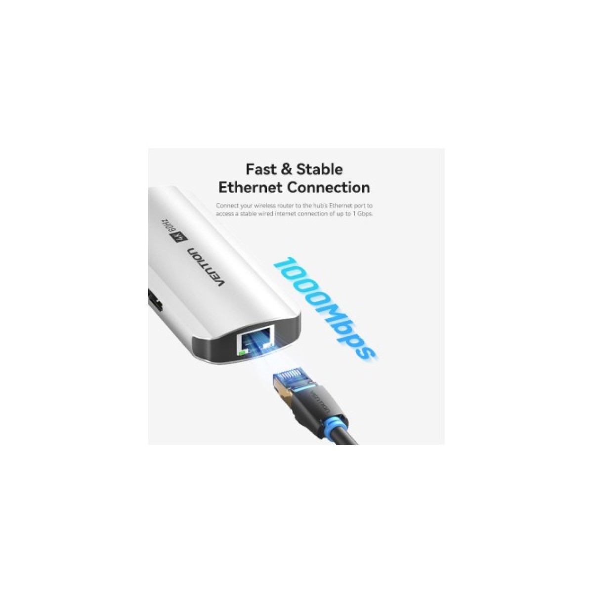 Концентратор Vention USB 3.1 Type-C to HDMI 4K60Hz/USB 3.0x3/RJ45/PD 100W 6-in-1 (TQHHB) 98_98.jpg - фото 11