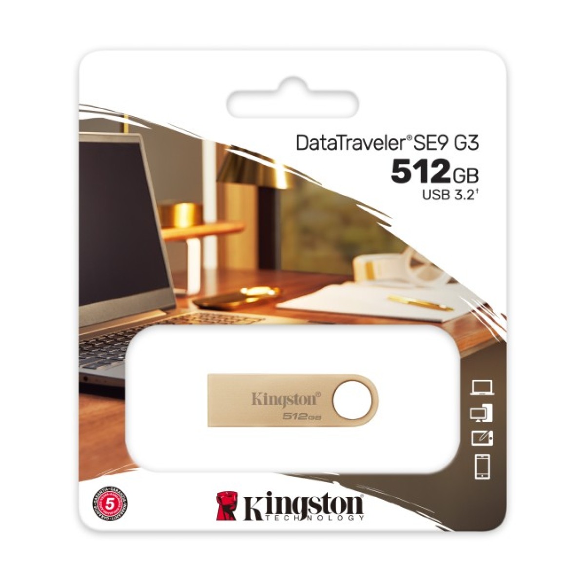 USB флеш накопичувач Kingston 512GB DataTraveler SE9 G3 Gold USB 3.2 (DTSE9G3/512GB) 98_98.jpg - фото 2