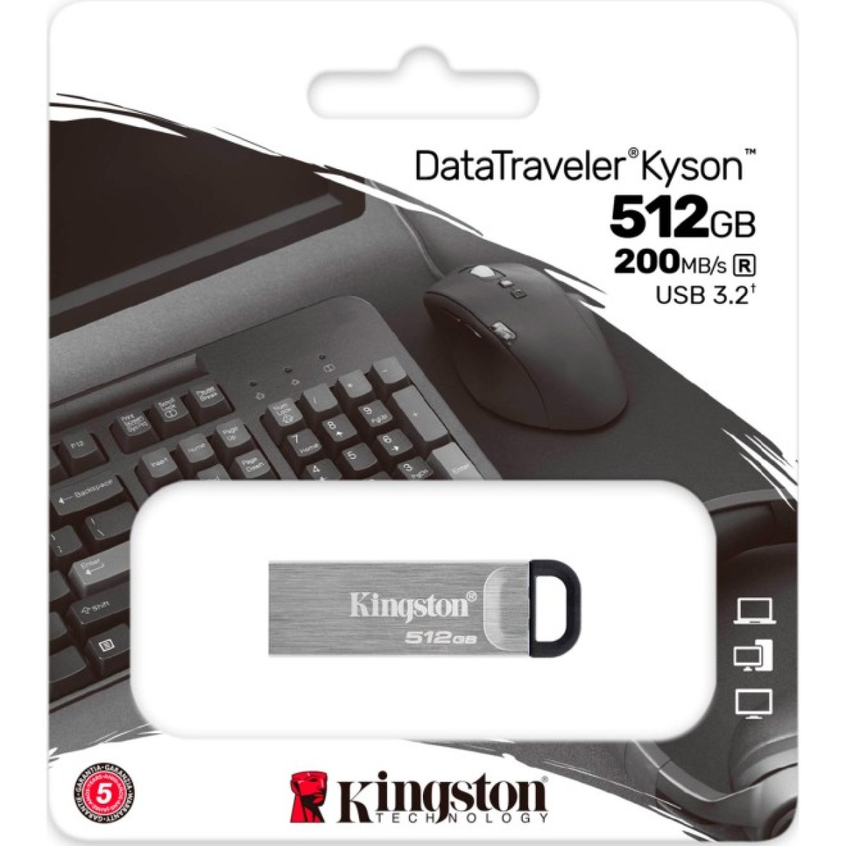 USB флеш накопитель Kingston 512GB DataTraveler Kyson Silver/Black USB 3.2 (DTKN/512GB) 98_98.jpg - фото 2