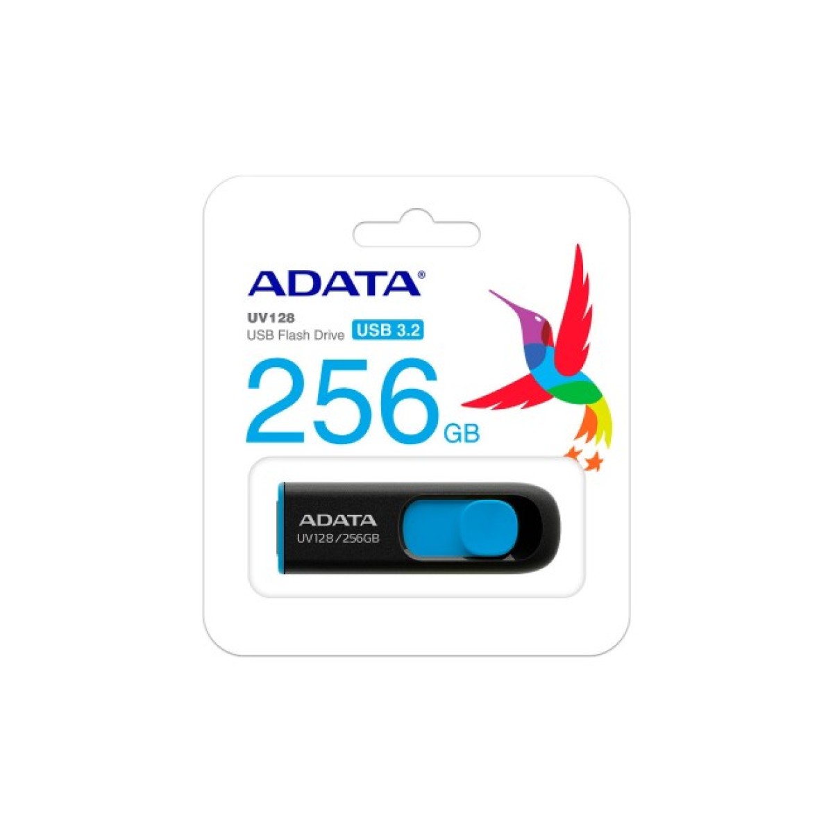 USB флеш накопитель ADATA 256GB UV128 Black/Blue USB 3.2 (AUV128-256G-RBE) 98_98.jpg - фото 2