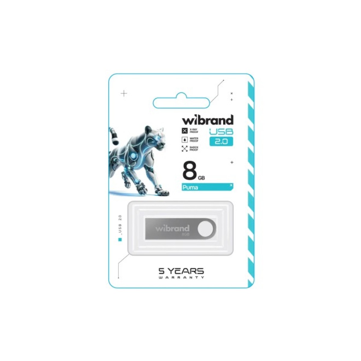 USB флеш накопичувач Wibrand 8GB Puma Silver USB 2.0 (WI2.0/PU8U1S) 98_98.jpg - фото 2